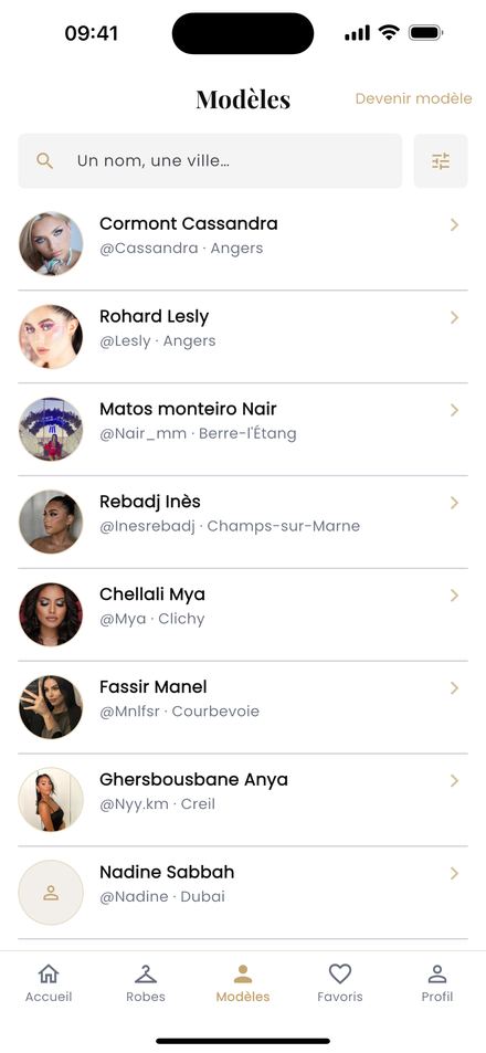 Les modèles dans l’application