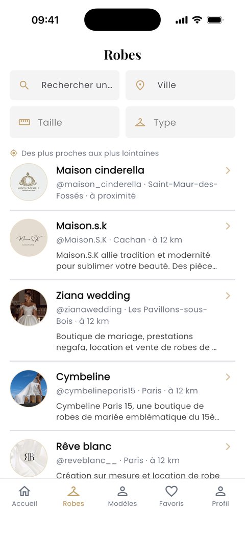 Les boutiques classées des plus proches aux plus lointaines, dans l’application