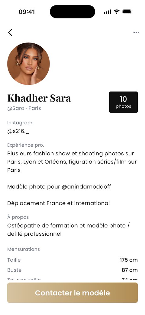 Le profil d’un modèle : ses mensurations, son expérience et ses photos