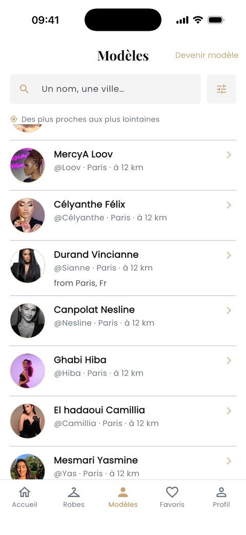 Les modèles que les boutiques peuvent chercher par nom et par ville